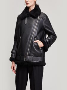Women Black B3 Bomber Leather Jacket - Image 3