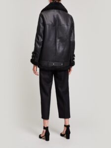 Women Black B3 Bomber Leather Jacket - Image 2