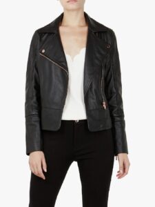 Women Pitch Black Biker Jacket - Image 3