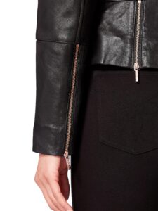 Women Pitch Black Biker Jacket - Image 4