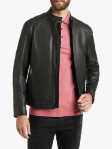 Men Jet Black Leather Jacket