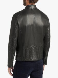 Men Jet Black Leather Jacket - Image 2