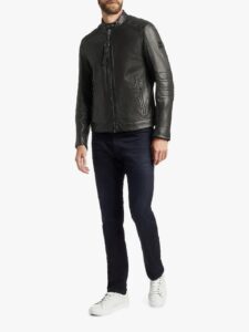 Men Jet Black Leather Jacket - Image 3