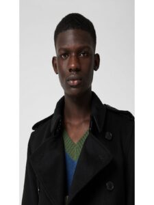 Men's Black Wool Trench Coat - Image 4
