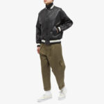 Men Black Leather Varsity Jacket - Mauve Tree