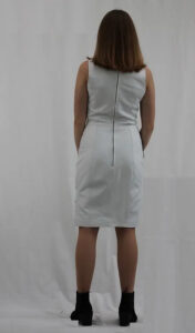 Women V Neck Dress Stretch Leather - Image 3