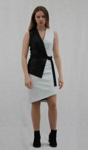 Women V Neck Dress Stretch Leather