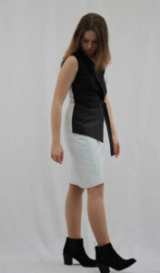Women V Neck Dress Stretch Leather - Image 8