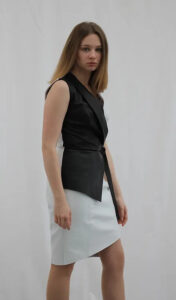 Women V Neck Dress Stretch Leather - Image 6