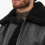 Men All Black Shearling Jacket - Mauve Tree - Image 3