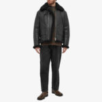 Men All Black Shearling Jacket - Mauve Tree - Image 4