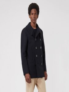 Men Black Pea Coat - Image 3