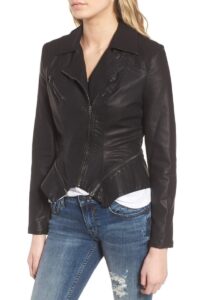 Women Slim Black Leather Jacket - Image 3