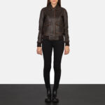 Women Brown Aviation Bomber Jacket - Mauve Tree