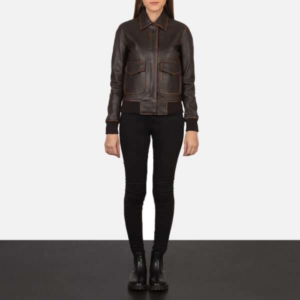Women Brown Aviation Bomber Jacket - Mauve Tree