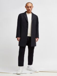 Men Pitch Black Overcoat