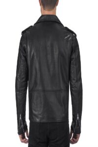 Men Black Fire Leather Jacket - Image 2