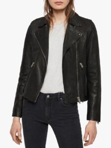 Women Pure Black Leather Jacket - Image 3