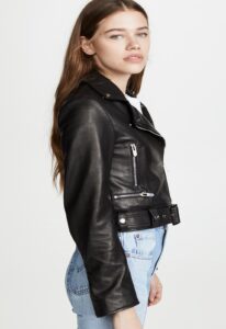 Women Waxed Black Leather Jacket - Image 4