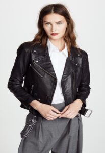 Women Detective Black Leather Jacket