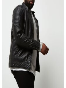 Men Black Racer Leather Jacket - Image 3