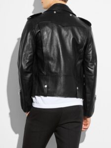 Men Black Motorcycle Jacket - Image 2