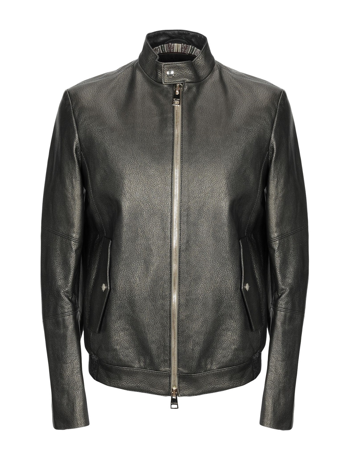 1-20.jpg Men Shinny Jet Black Leather Jacket - Image 1