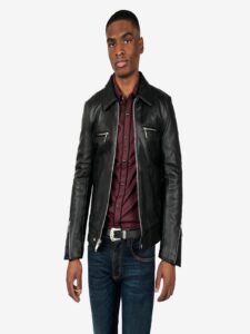 Men Black Detective Leather Jacket