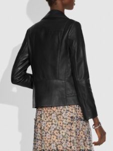 Women Metal Black Leather Jacket - Image 2