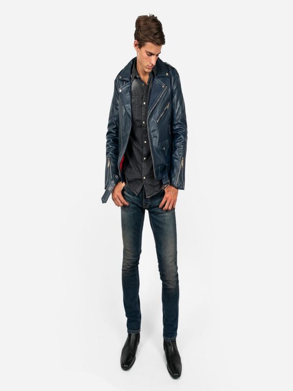 Men Midnight Blue Leather Jacket