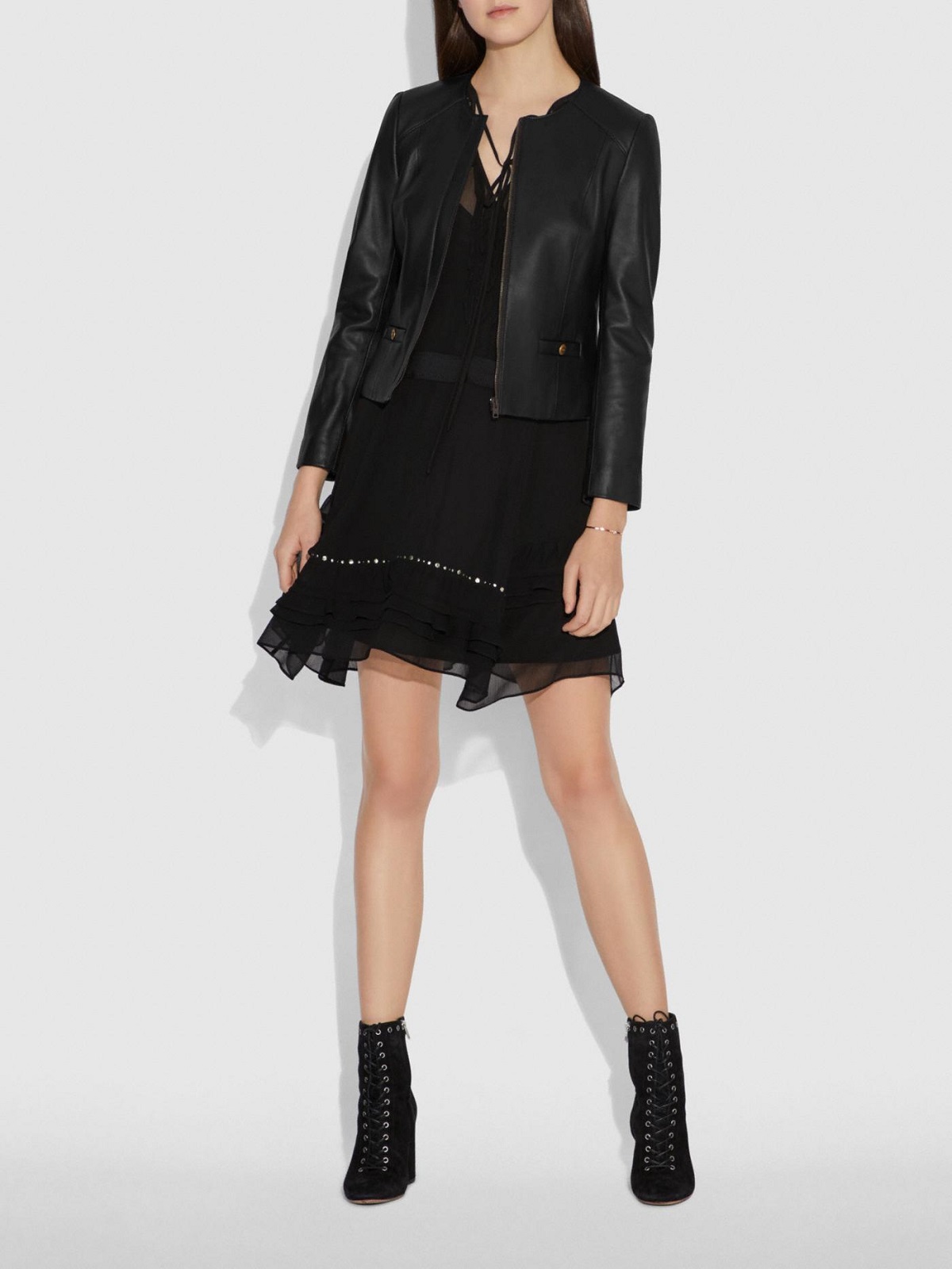 1-23-2.jpg Women Party Wear Leather Jacket - Image 1