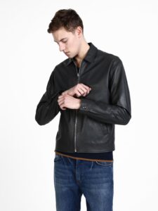 Men Black Shirt Leather Jacket - Image 3