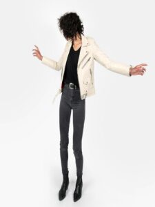 Women White Leather Jacket