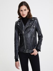 Women Black Biker Jacket - Image 3