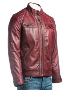 Maroon Leather Jacket - Image 3