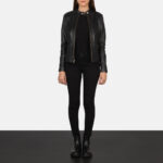 Women Rave Black Leather Jacket - Mauve Tree