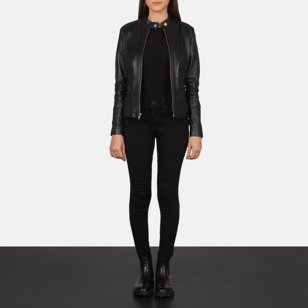 1-33.jpg Women Rave Black Leather Jacket - Mauve Tree - Image 1