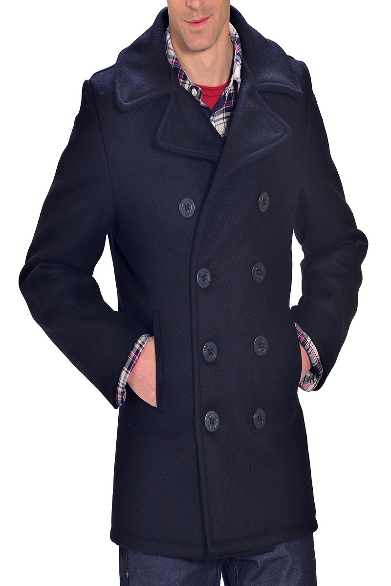 1-37-2.jpg Men Blue Double Breasted Trench - Image 1