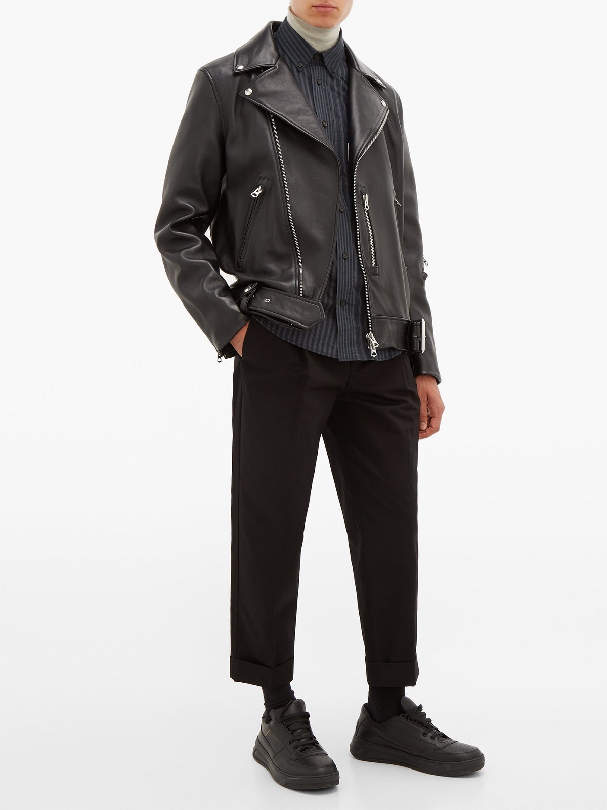 1-37.jpg Men Classic Black Biker Leather Jacket - Image 1