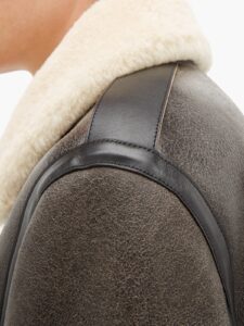 Men Dark Brown Shearling Jacket - Image 4