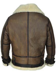 Men Brown B3 Aviator Shearling Jacket - Image 2