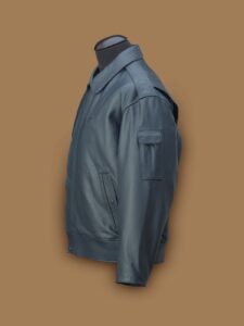 Men Blue A2 Leather Jacket - Image 3