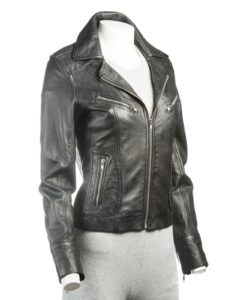 Inky Black Leather Jacket - Image 3