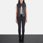 Women Black Moto Vest - Mauve Tree