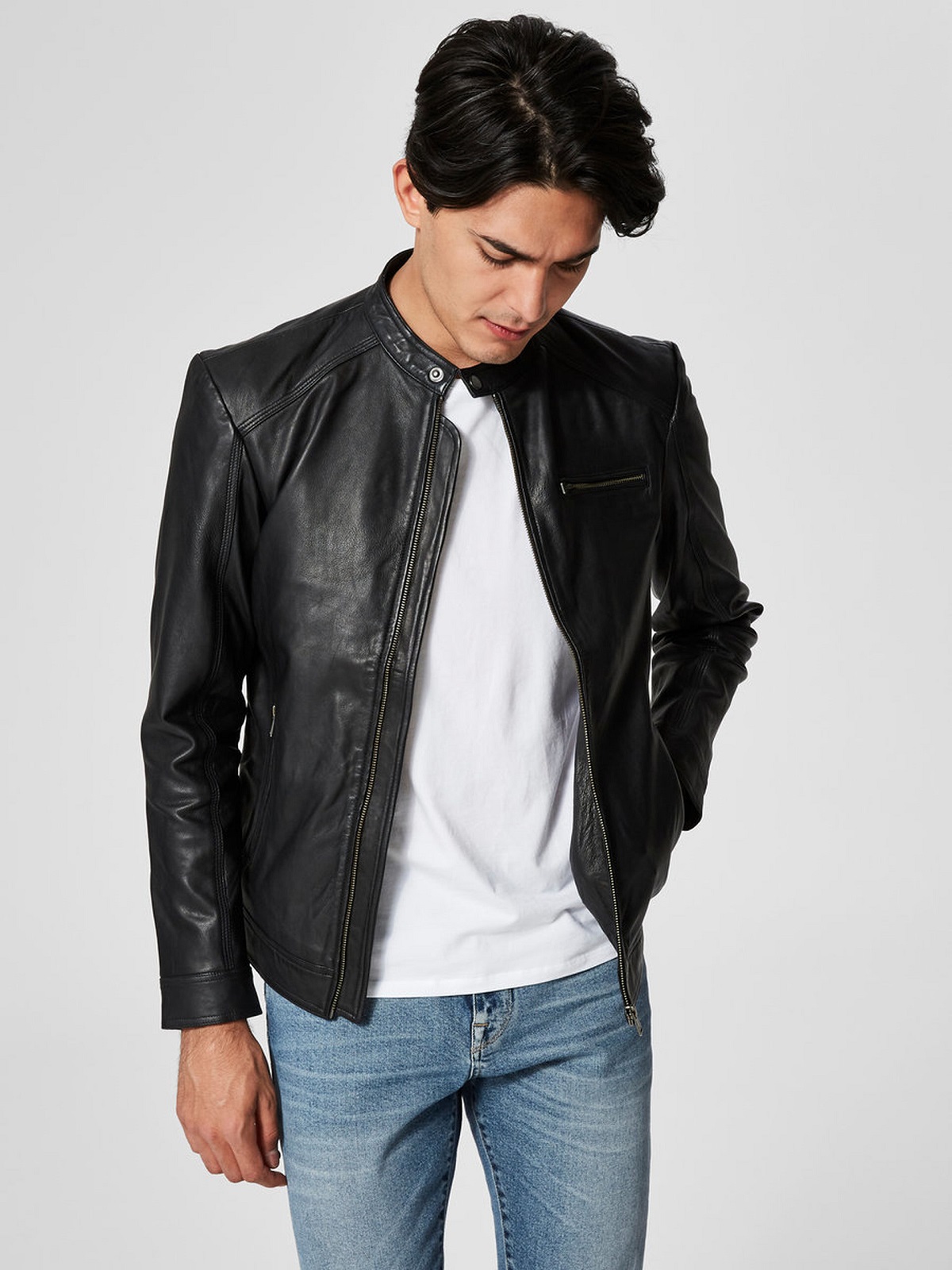 1-5.jpeg Men Black Moto Leather Jacket - Image 1