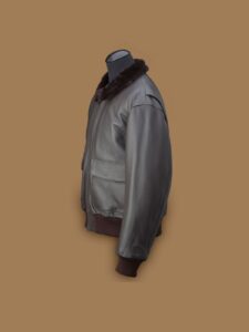 Men Black Airforce Leather Jacket - Image 3