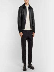Men Black Sheepskin Leather Jacket