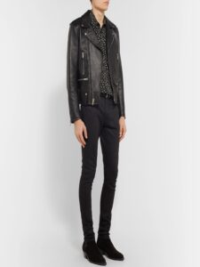 Men Black Textured Leather Jacket