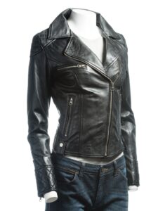 Fitted Biker Leather Jacket - Image 3