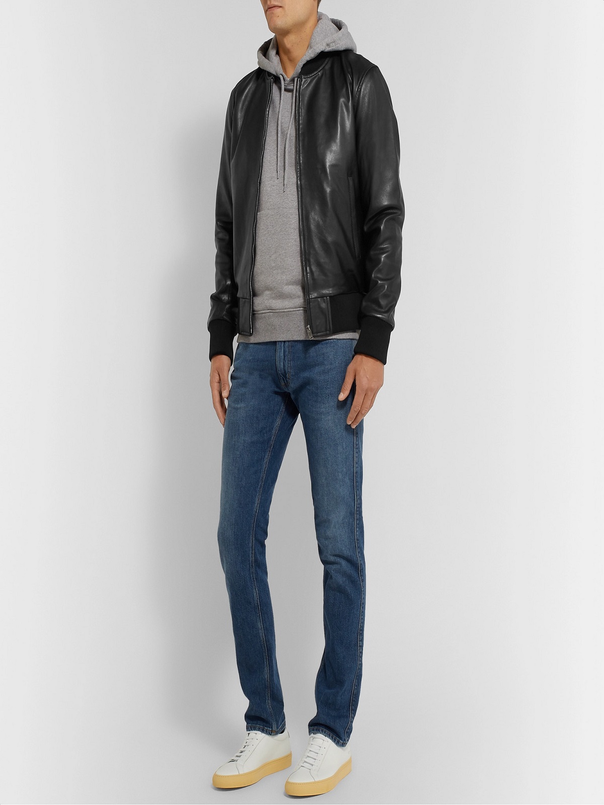 1-60.jpg Men Black Bomber Leather Jacket - Image 1